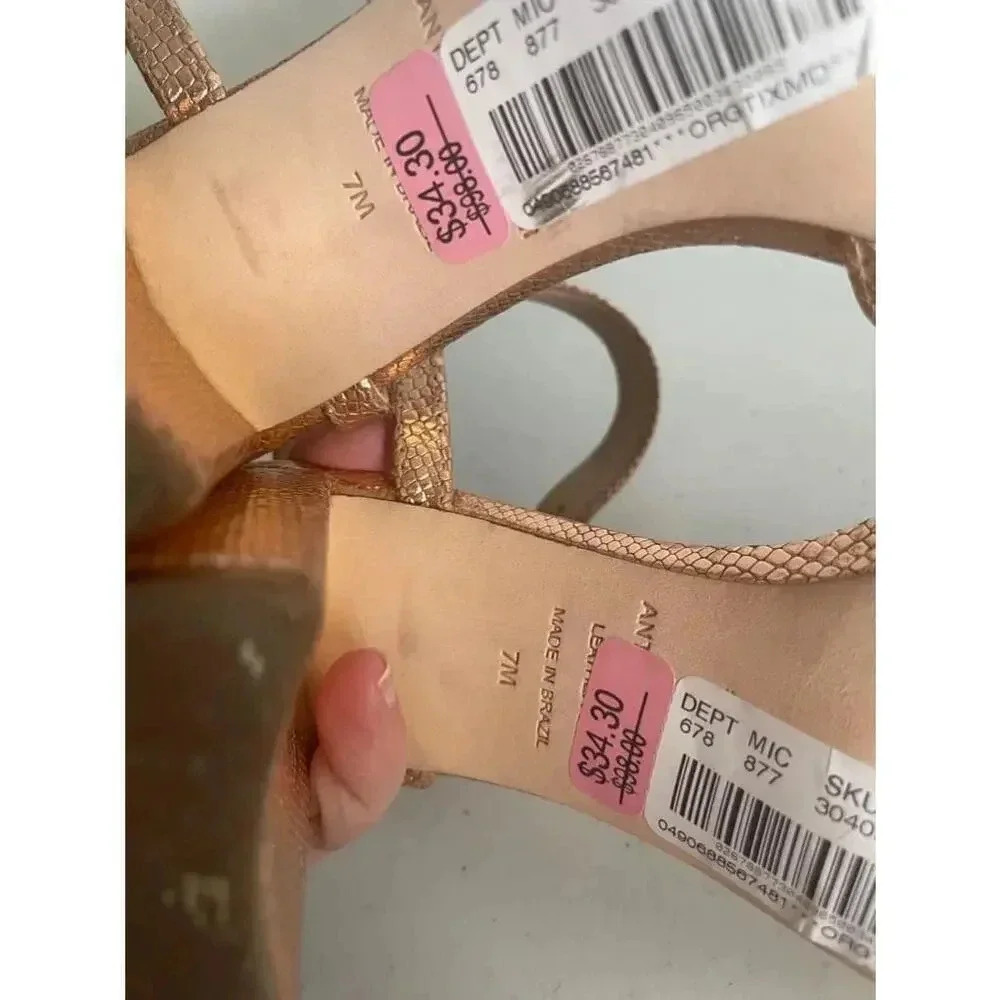 Women's Antonio Melani Rose Gold Gwen’s Sandals Size 7M GUC!‎ - Picture 9 of 10